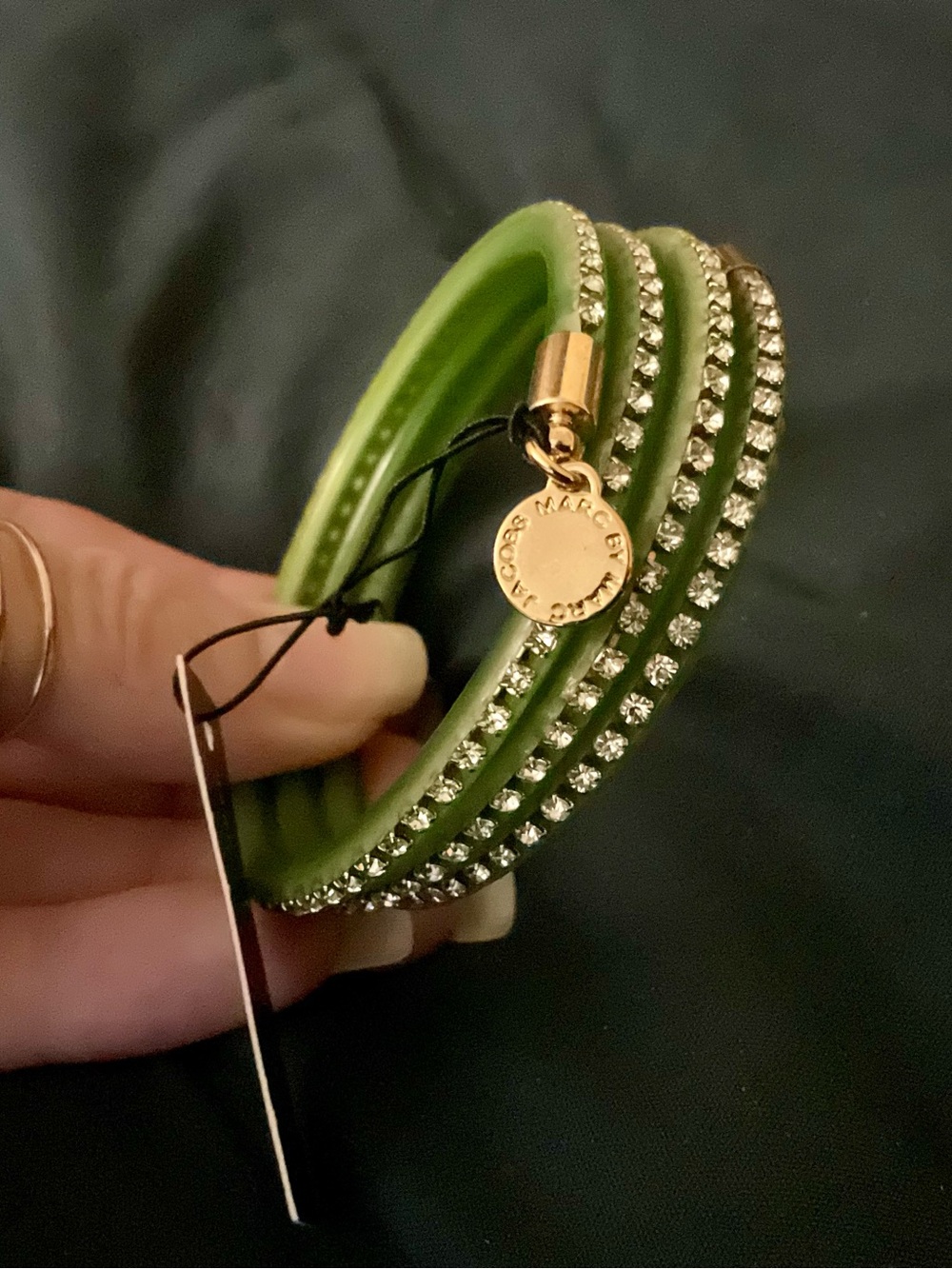 Marc by Marc NWT Toucan Green Crystal Coil Wrap Bracelet Y2K Designer Glam